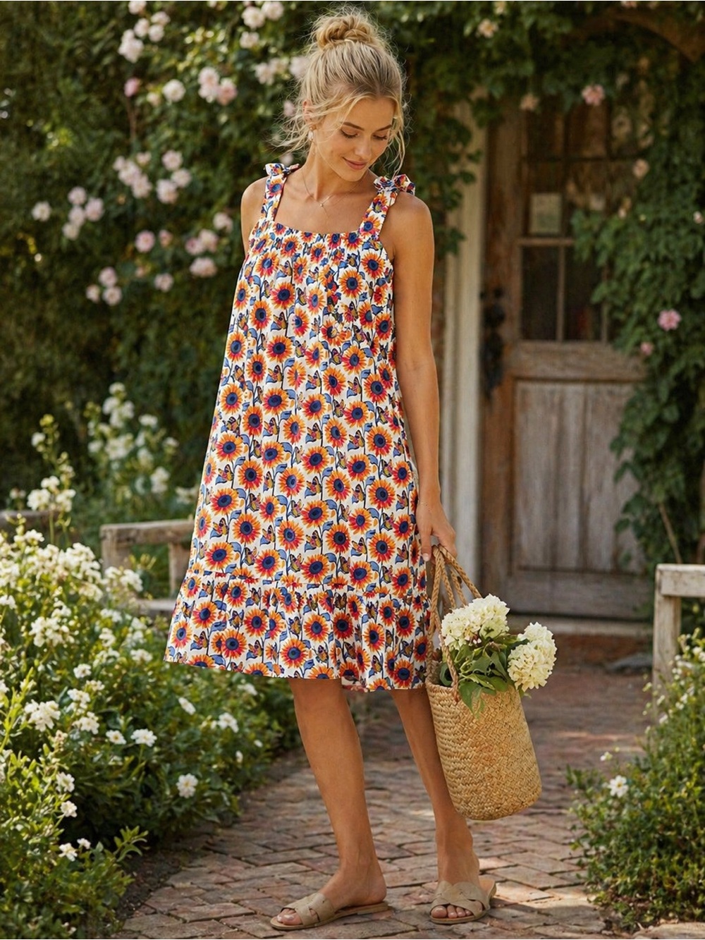 Summer Birthday Dress Denise Rae Sunflower Floral XS NWT Poplin - Picture 16 of 16